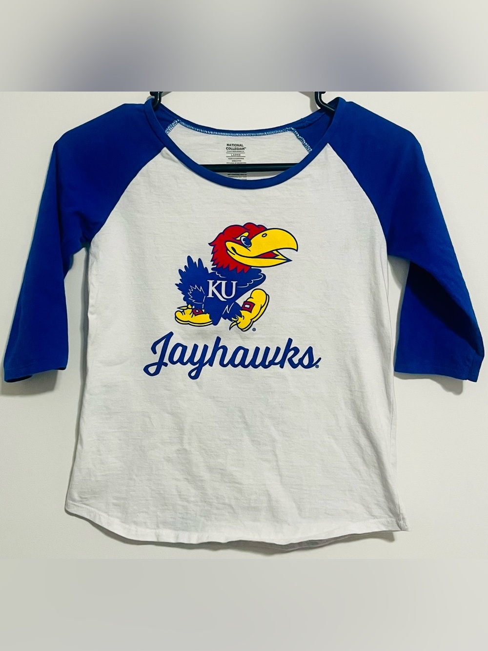 Kansas Jayhawks Kids Raglan Tee - Blue/White